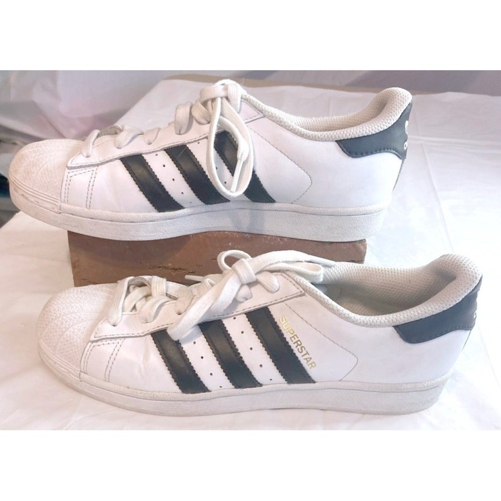Adidas Superstar White Black Leather Shell Toe Sneakers Low Top Shoes Size 6.5